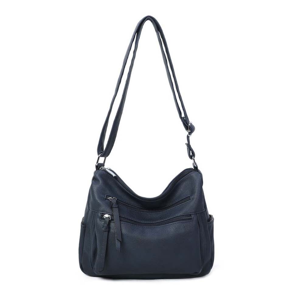 ITALYSHOP24 Schultertasche Damen Tasche Shopper Crossbody, als Handtasche, Umhängetasche, Hobo Bag tragbar