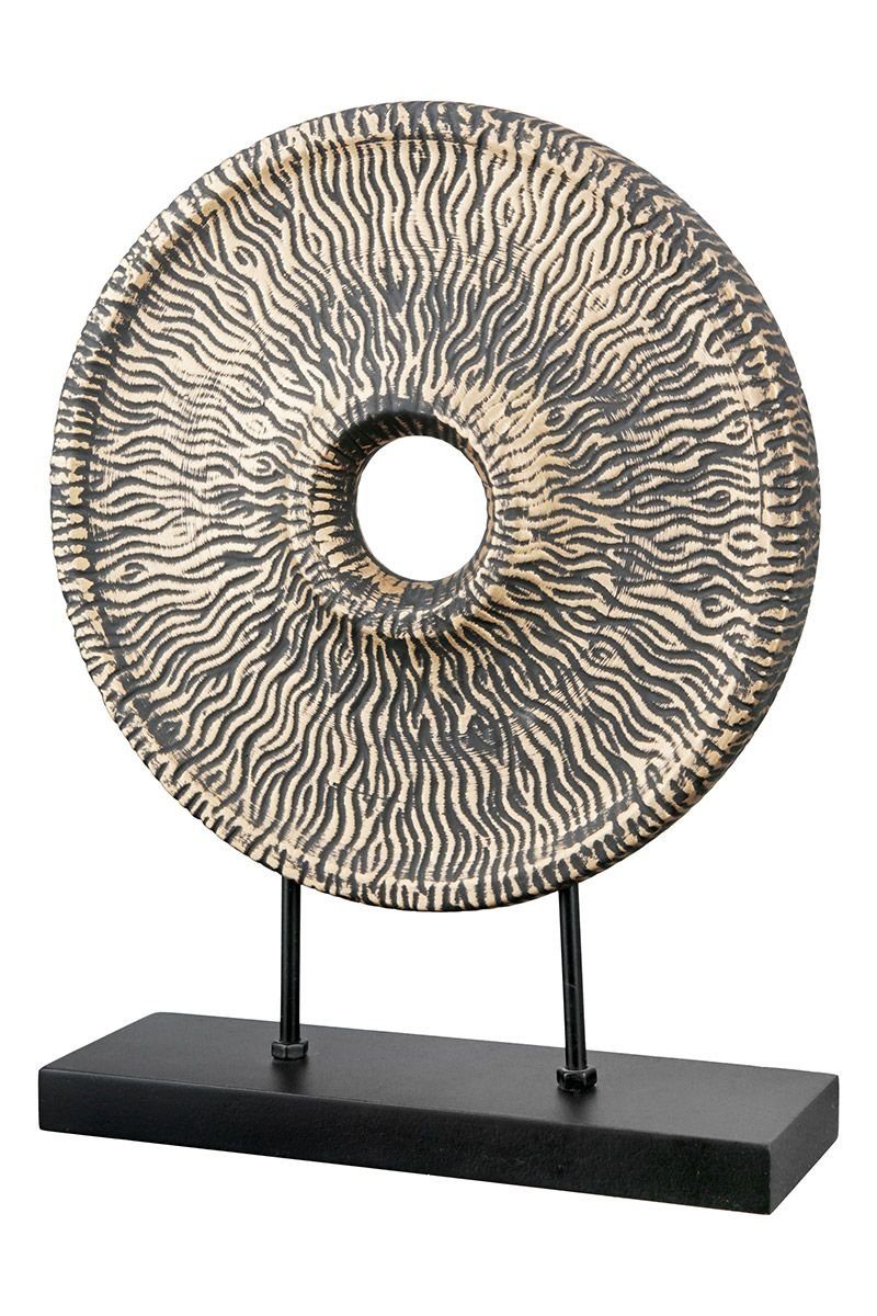 Dekoobjekt Keramik Skulptur Tiger Schwarz Antik Gold Dekofigur 33cm