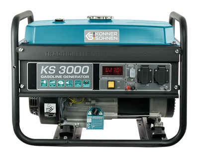 Könner & Söhnen Stromerzeuger KS 3000, 3,00 in kW, (Packung, 1-tlg., 7 PS 4-Takt Benzinmotor), 230V Generator, für Kleinhaus, Garage oder Camping