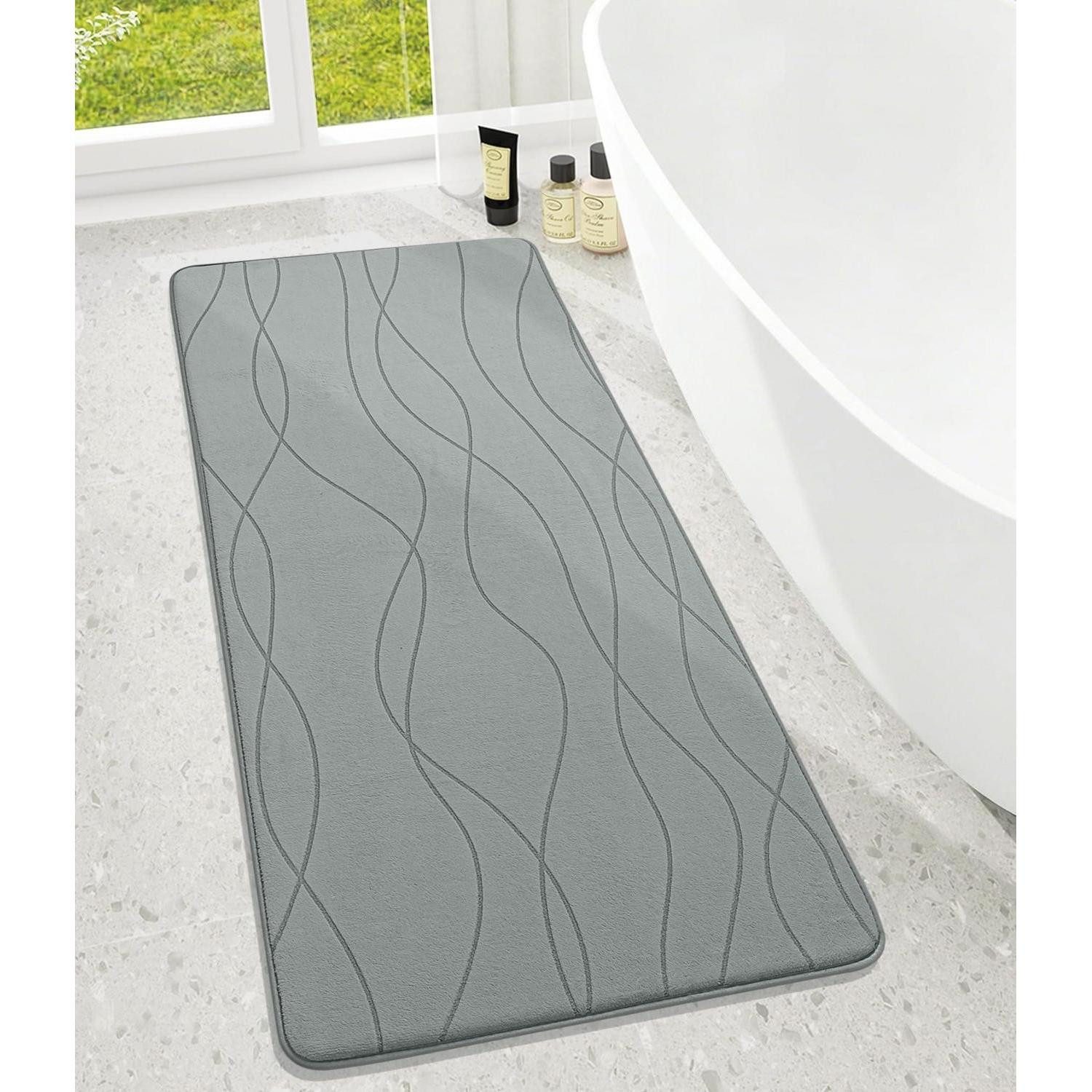 LuxusKollektion Schaum-Badematte Badezimmerteppich Memoryschaum 60x150cm Grau