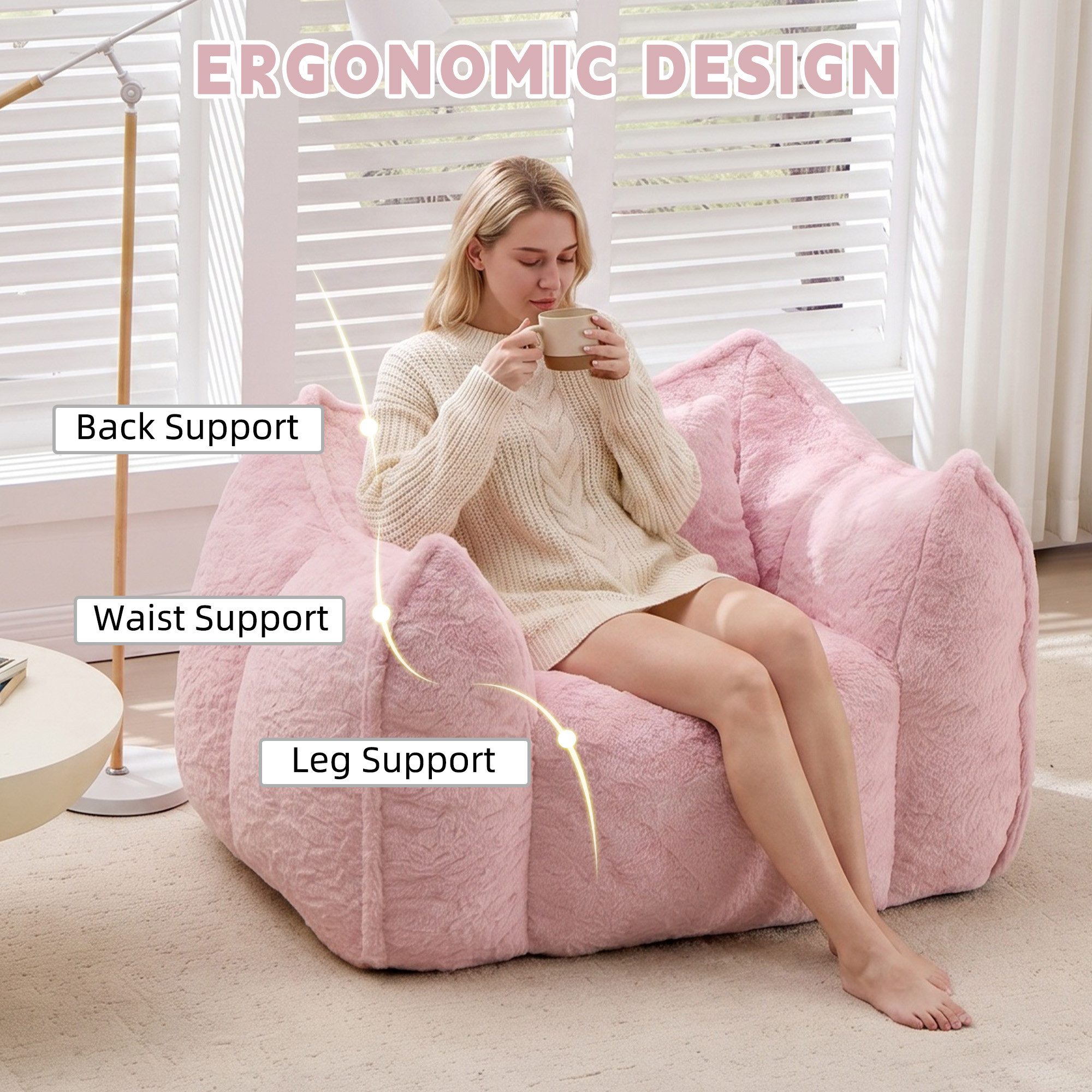 CANMOV Relaxsessel Sessel mit Hocker, Einzelsessel für Wohnzimmer (Relaxsessel mit Hocker), Kleiner Sessel mit einem kissen und ergonomischen Armlehnen