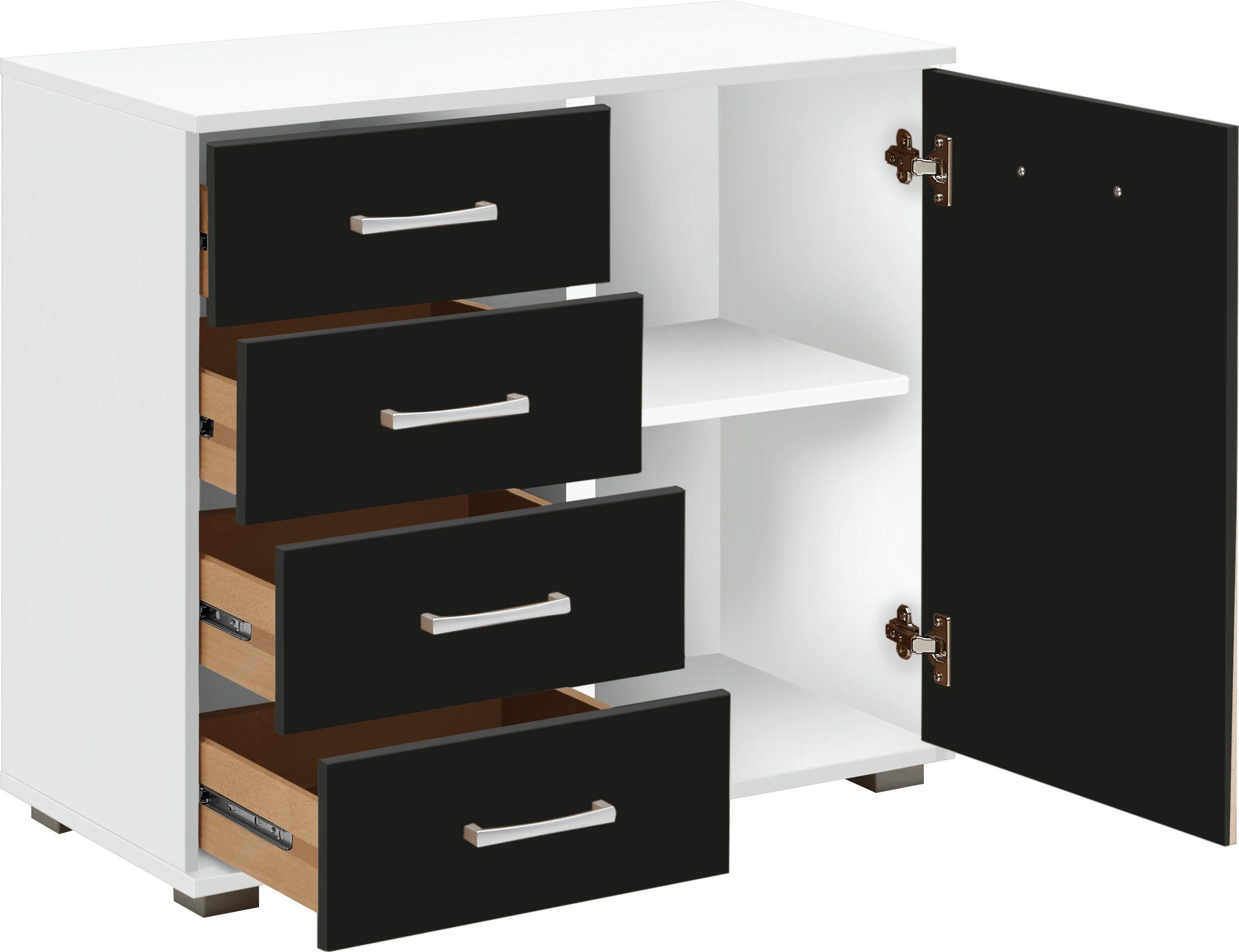 priess Kombikommode Barcelona mit 4 Schubkästen und Tür in 6 Farben