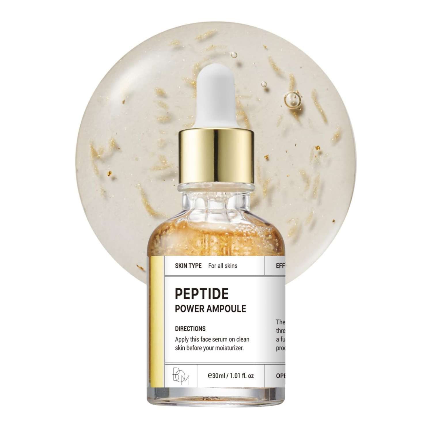 Beauty of Majesty Gesichtsserum Peptide Power Ampoule 30ml – Koreanisches Serum mit Penta-Peptiden, 24K Goldfaden und 99 % reinem Gold, Galactomyces &, Bifida Ferment, K-Beauty Anti-Aging für alle Hauttypen