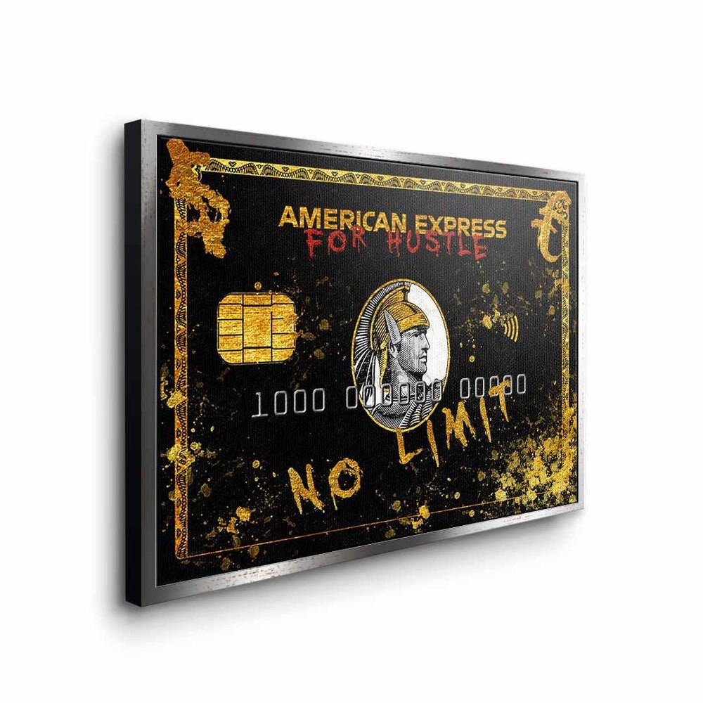 Rahmen schwarz Hustler, Rahmen gold DOTCOMCANVAS® American goldener Leinwandbild American Express Hustler mit Leinwandbild Express premium