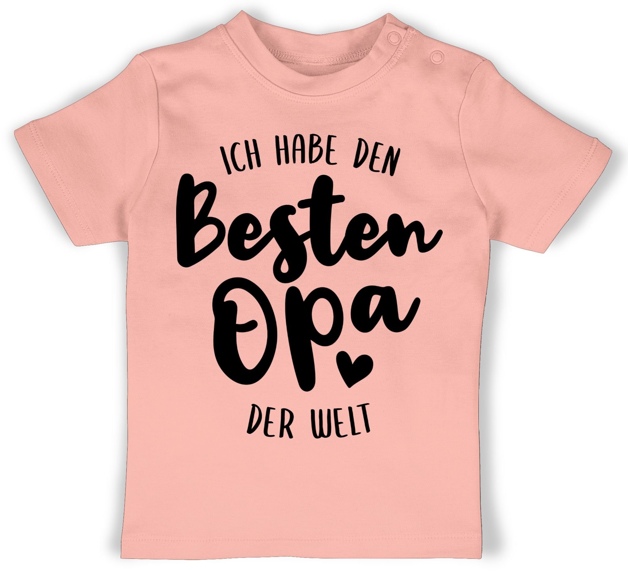 Shirtracer T-Shirt Ich habe den besten Opa der Welt schwarz Strampler Baby Mädchen & Junge 2 Babyrosa