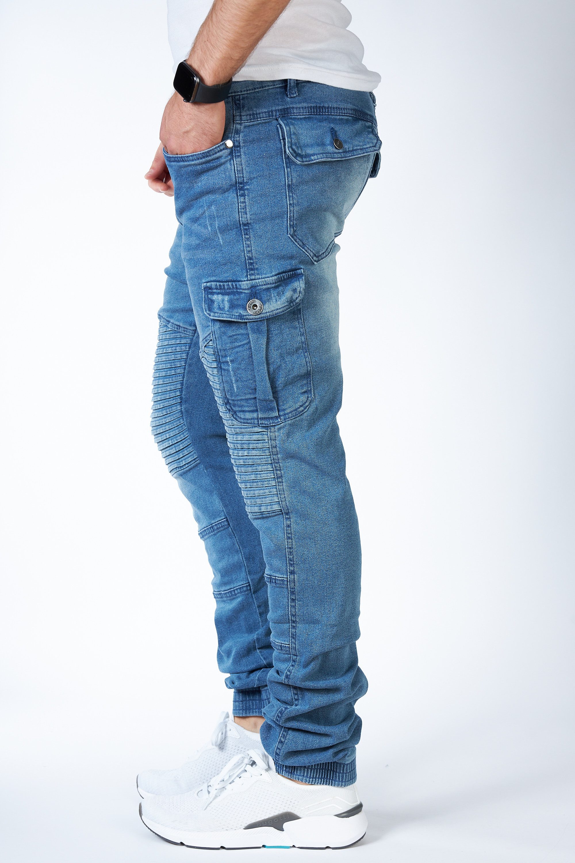 Styleko Cargohose 8013 Herren Cargohose Cargo Jeans Hose für Männer Jungen Regular Denim – Bild 4 von 5