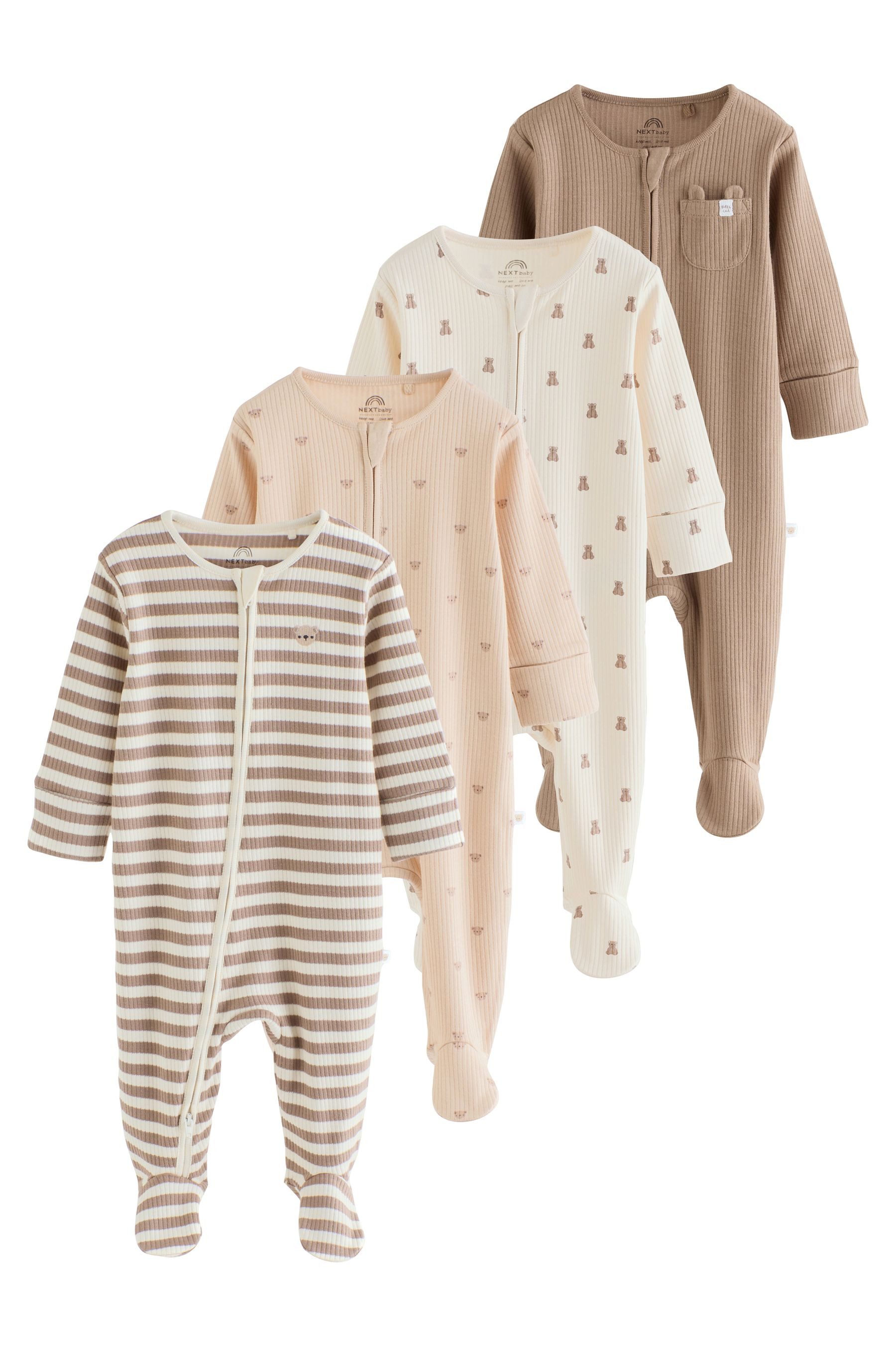Next Schlafoverall Babyschlafanzüge mit Zweiwege-RV, 4er-Pack (4-tlg)