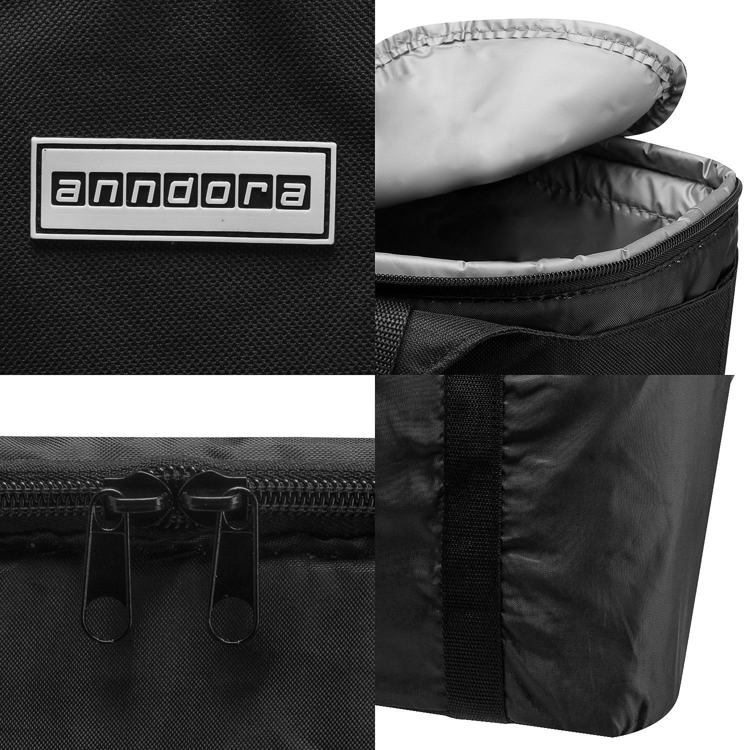 anndora Picknickkorb Kühltasche Einkaufstasche Design Kühlakku - Auswahl 2 zur 1 in + schwarz 