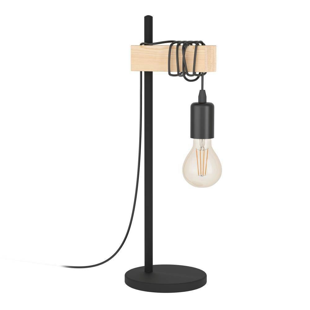 EGLO Tischleuchte TOWNSHEND Tischlampe, Holz, Stahl, Retro, Industrial, Wickeloptik, ohne Leuchtmittel, Wohnzimmer, Nachttischlampe, 1-flammig, schwarz, braun,  – Bild 2 von 4