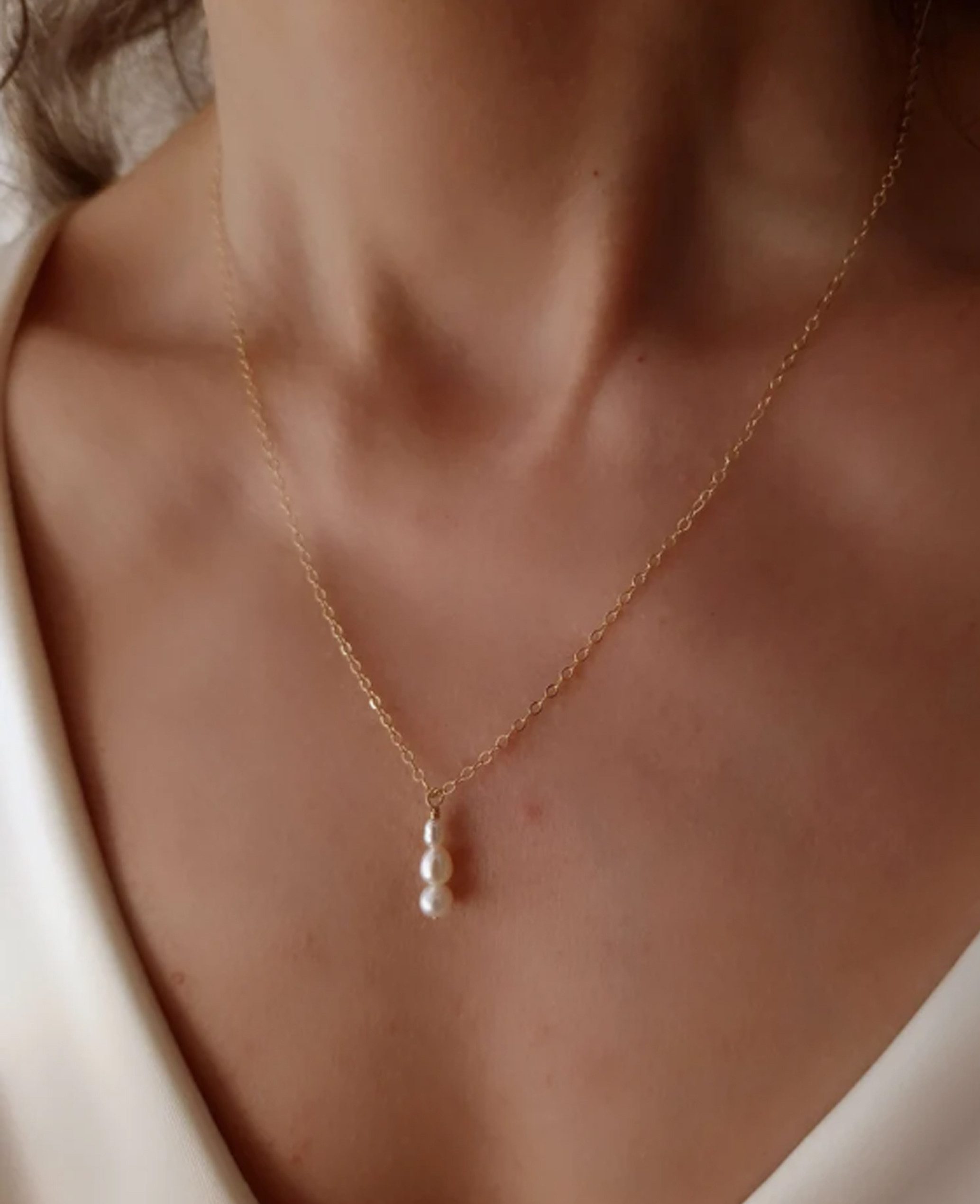 GOLDEN Kette mit Anhänger Minimalistische Süßwasserperlen Halskette, 18k go günstig online kaufen