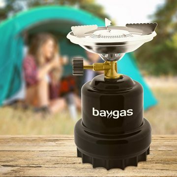 baygas Gaskocher Baygas Campingkocher Metallkörper Schwarz,1- Flammig für Outdoor