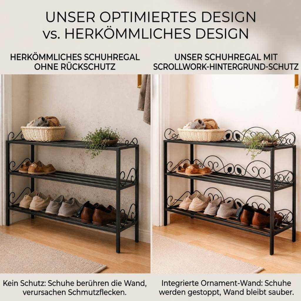 DanDiBo Schuhregal Mi-3 Regal 92 cm Schuhschrank 21235 Schuhablage Metall Schmiedeeisen