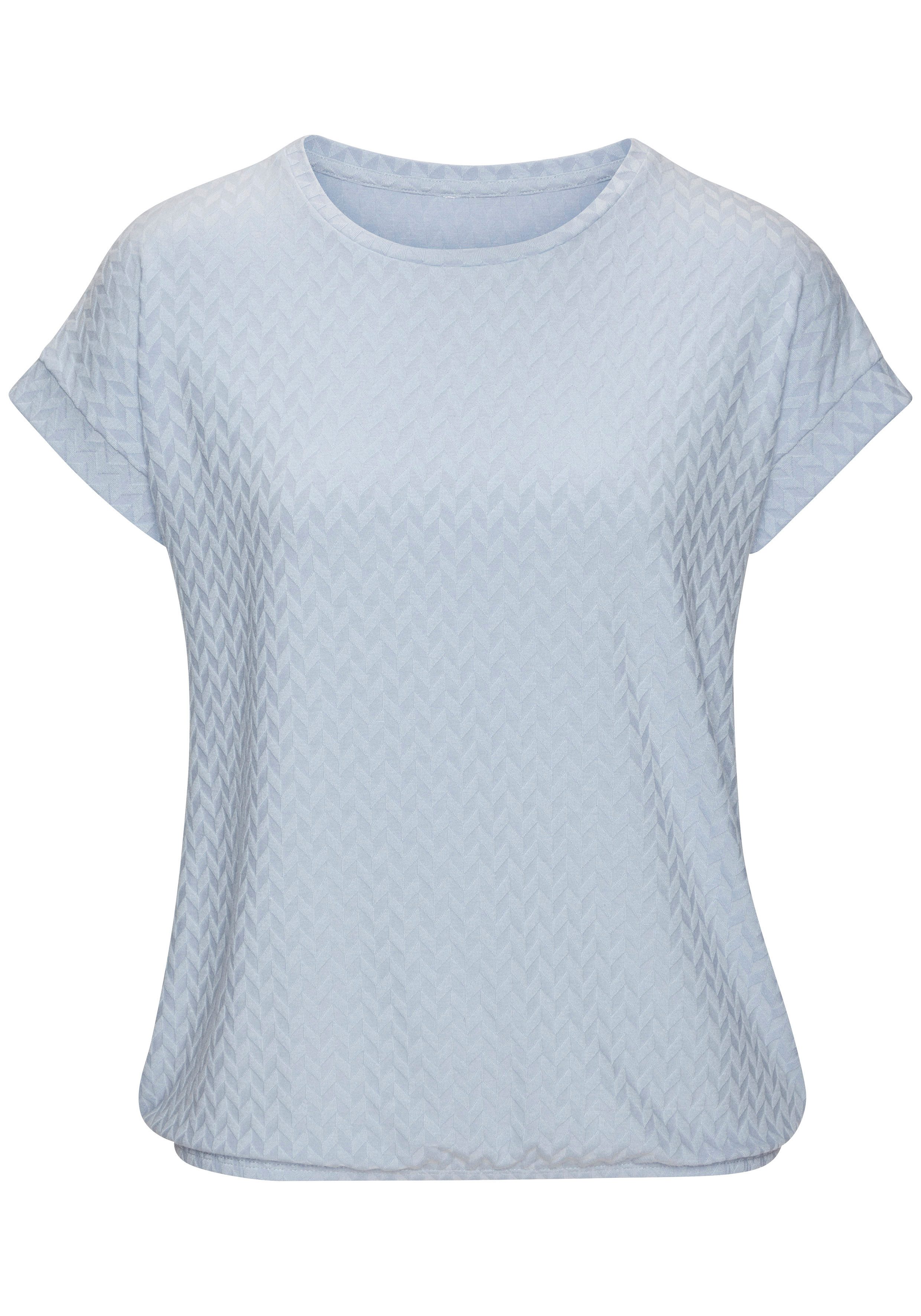 Vivance by Lascana Kurzarmshirt mit modischem Jacquard-Muster mit Gummizug im Bund – Bild 2 von 5