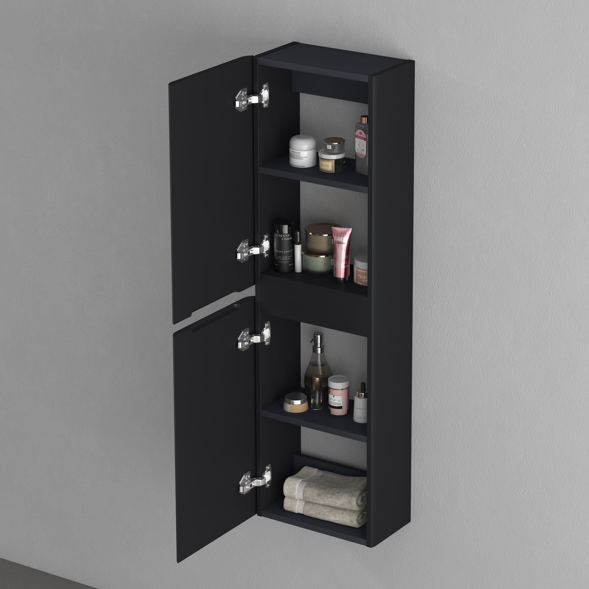 doporro Seitenschrank Seitenschrank Badschrank Badezimmer Hängend Regal Lucca großer Stauraum. mit 4 Fächern