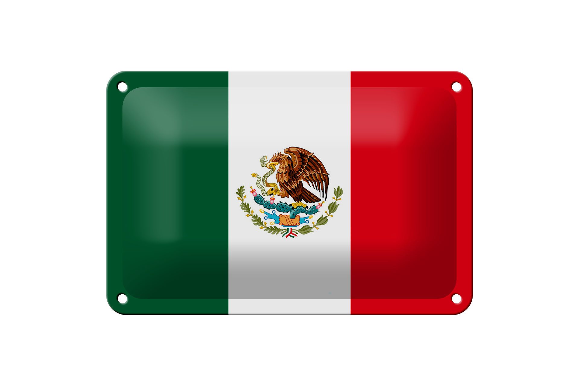 Femer GmbH Metallschild Flagge Mexikos 18x12cm Flag of Mexico, (1 St), gewölbte Oberfläche, abgerundete Ecken, umgeschlagene Kanten