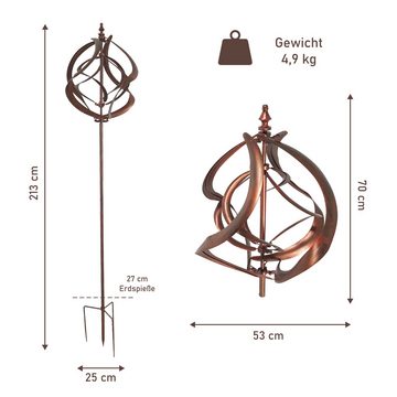 Lemodo Windspiel Windrad "Spiral", 213 cm hoch, richtet sich nach den Wind aus