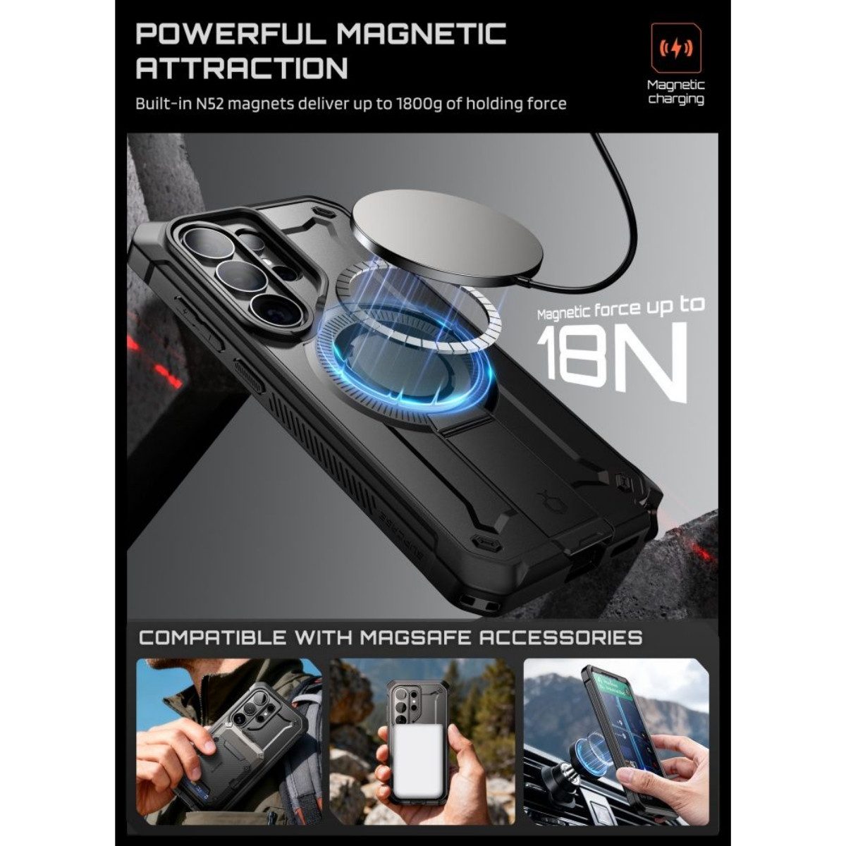 Supcase Schutz-Set Unicorn Beetle Pro Mag Handyhülle + Schutzglas Set Samsung S26 Ultra 6,9 Zoll, Zwei Frontrahmen-Optionen ermöglichen flexible Nutzung – Bild 4 von 5