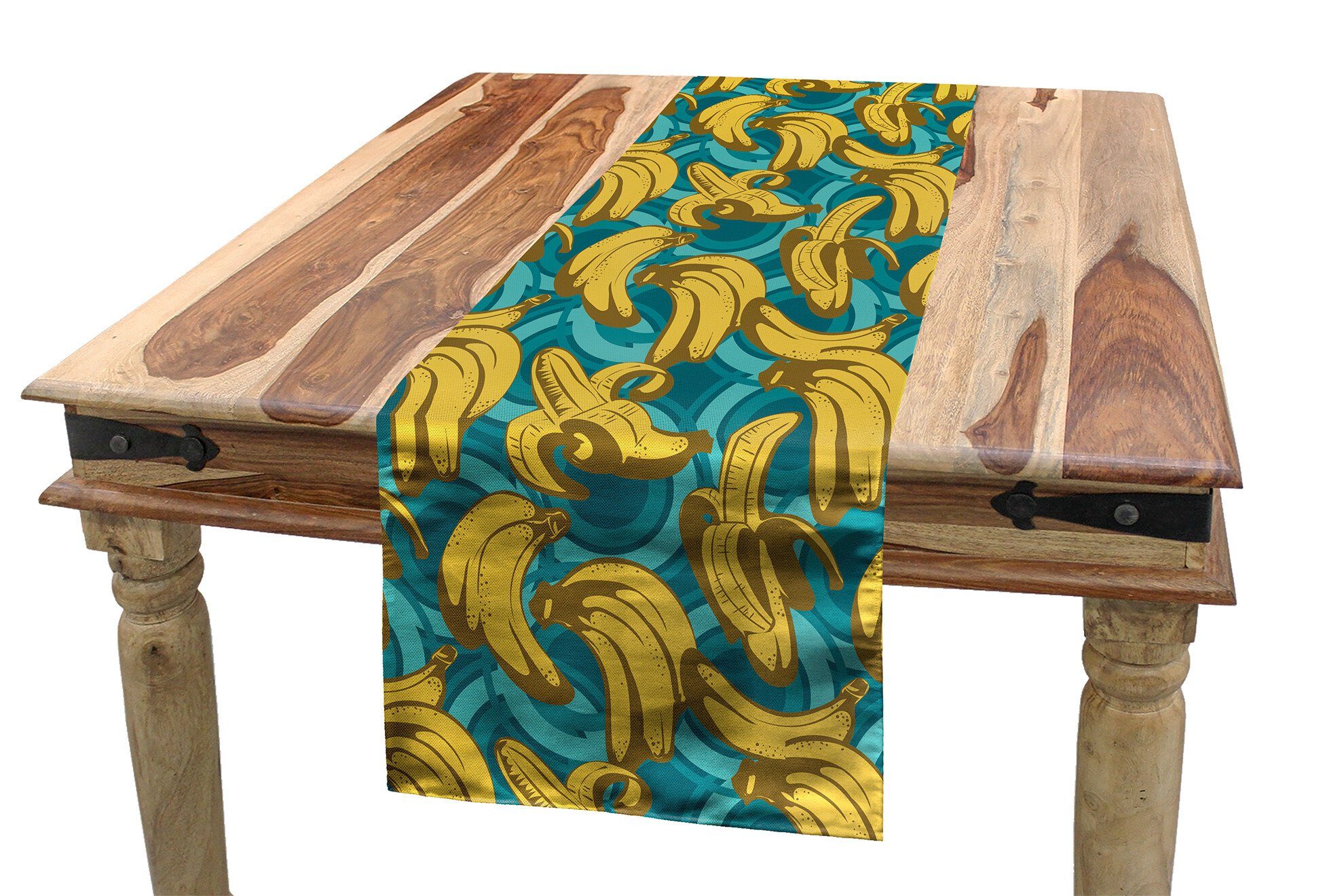 Abakuhaus Tischläufer Esszimmer Küche Rechteckiger Dekorativer Tischläufer, Banane Retro Style Hawaiian Farm
