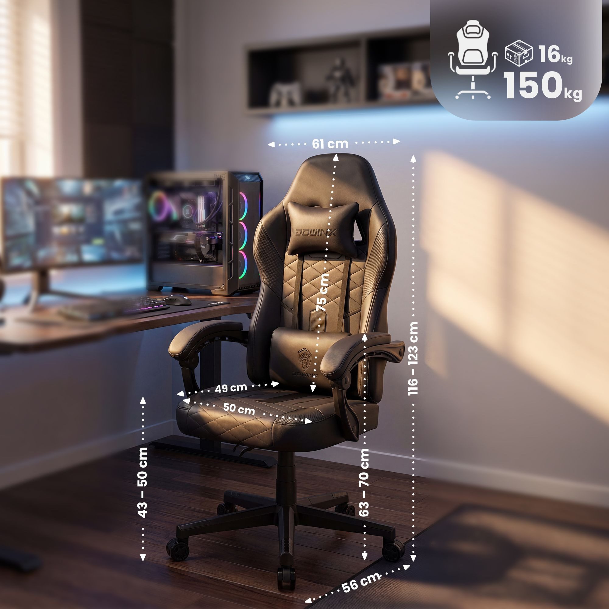 CLP Gaming Chair Racing Collins (1er), Massagefunktion, Kunstleder