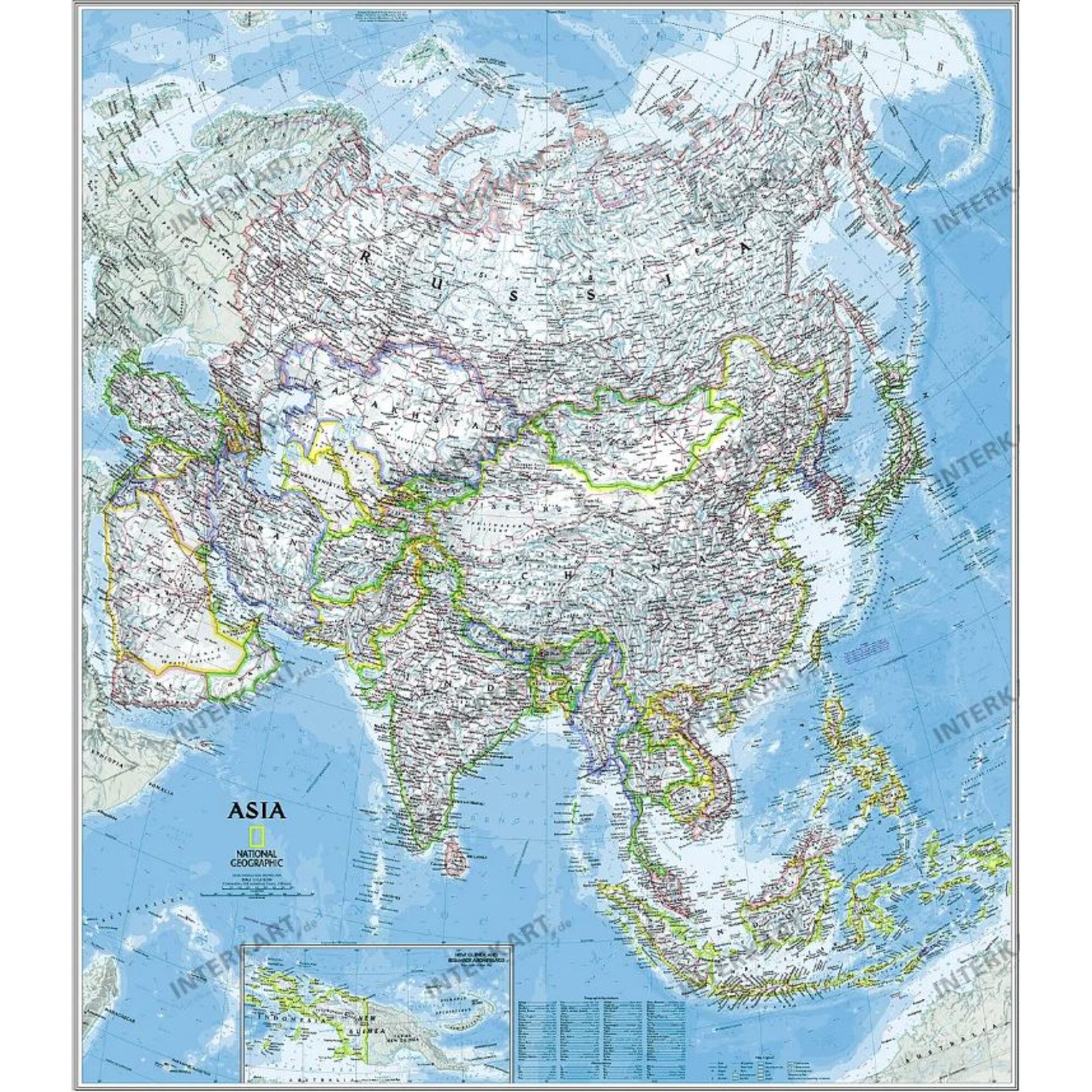 NATIONAL GEOGRAPHIC Wandbild National Geographic Kontinentkarte Asien politisch (84 x 96 cm)