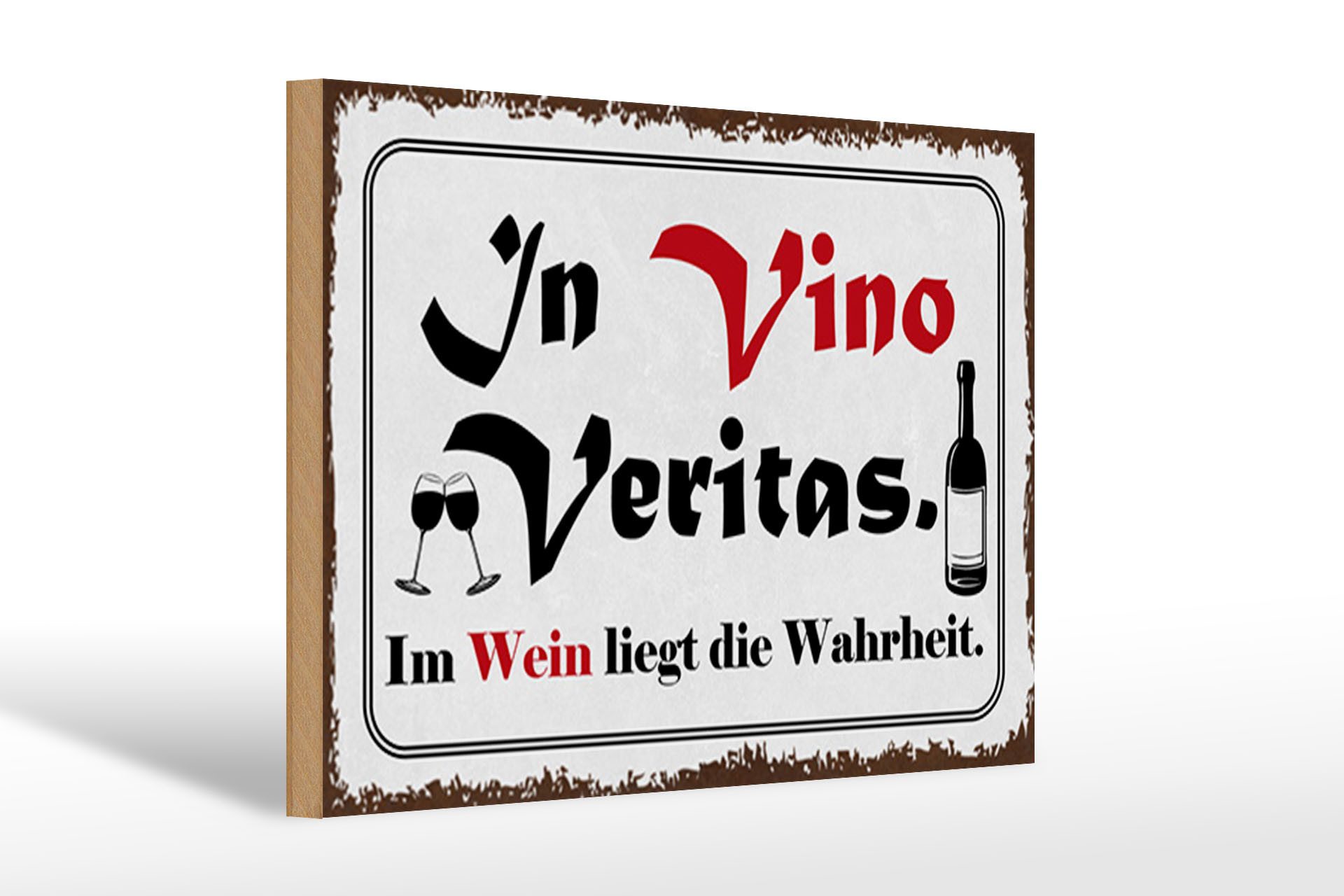 Holzbild Spruch 30x20cm in Vino Veritas Wein Wahrheit