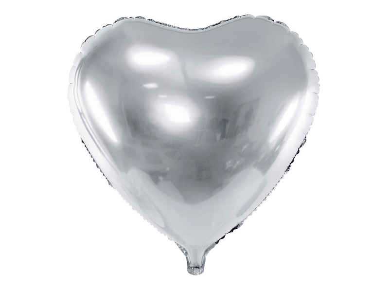 partydeco Folienballon, Folienballon Herz 51cm Silber