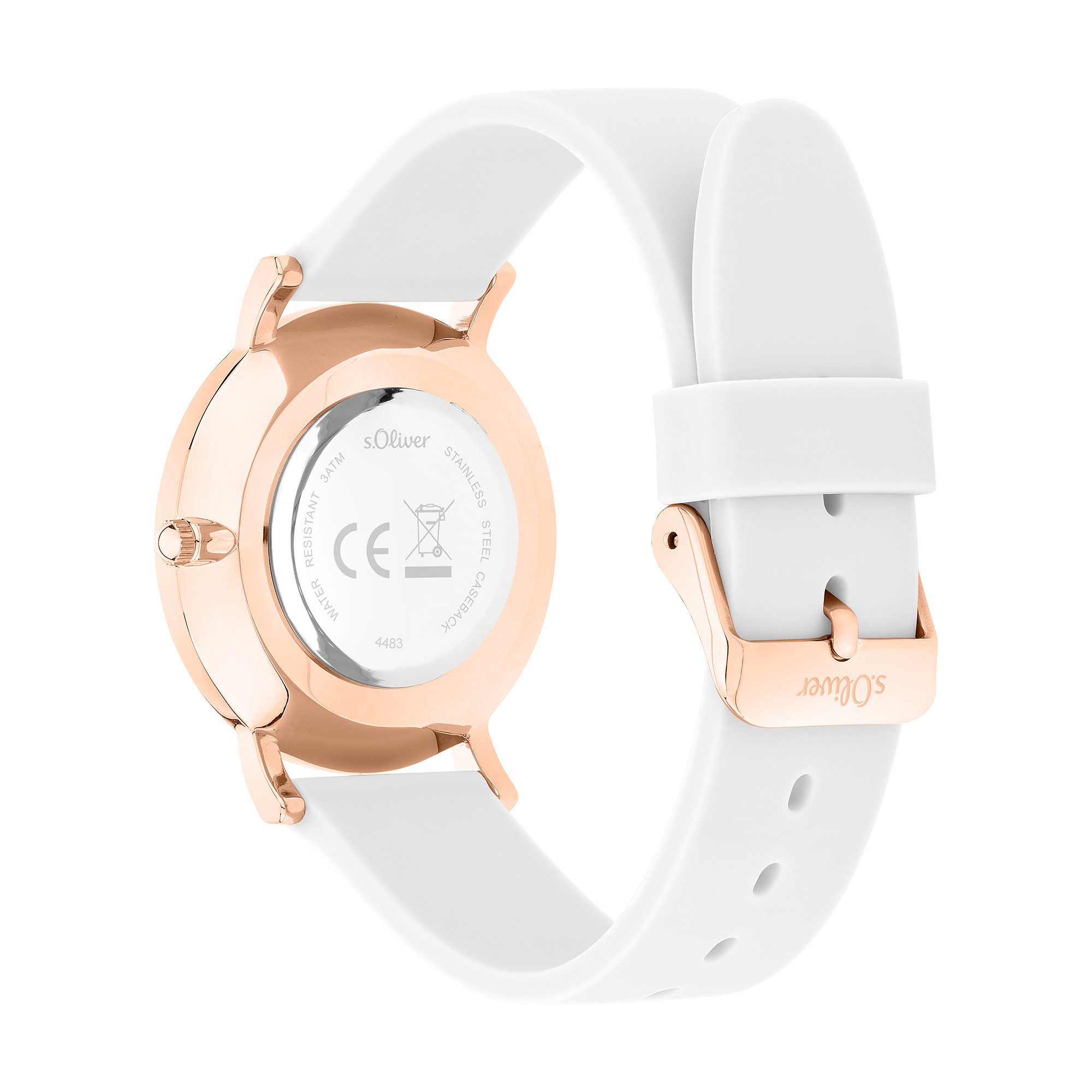 s.Oliver Quarzuhr Modern Statement SO-4483-PQ, Armbanduhr, Damenuhr, Silikonarmband, analog