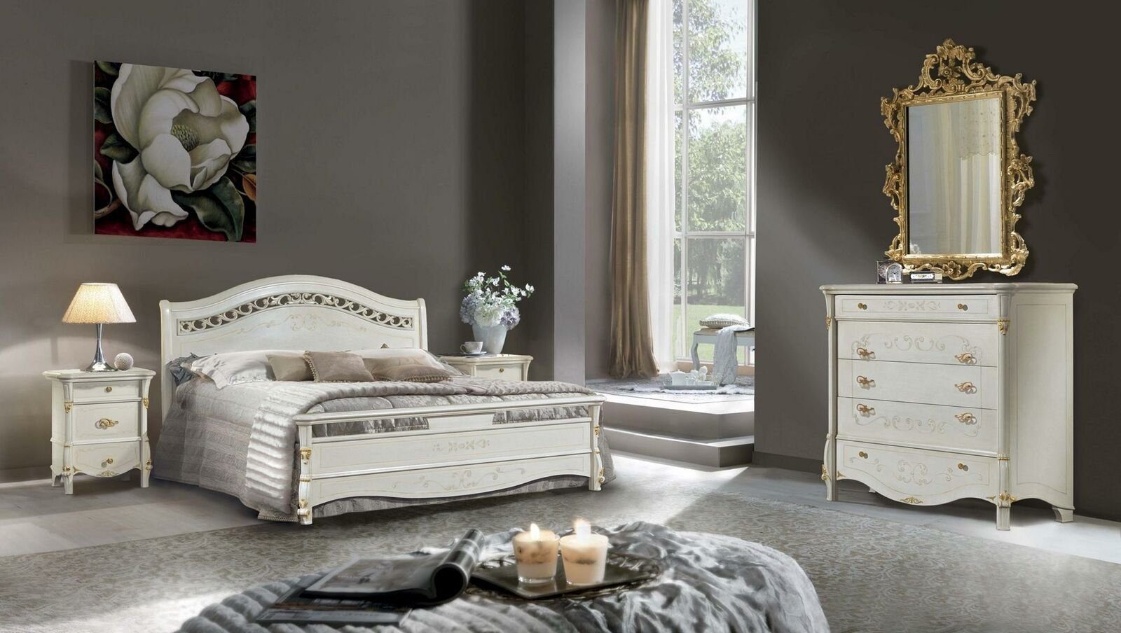Xlmoebel Bett Italienisches Holzbett mit klassischem Design (1-tlg., Bett), Hergestellt in Europa