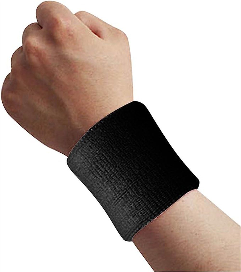 Frottee-Schweißband, Schwarz Tennisarmband Sport-Schweißabsorbierendes Fitness-Armband TUABUR