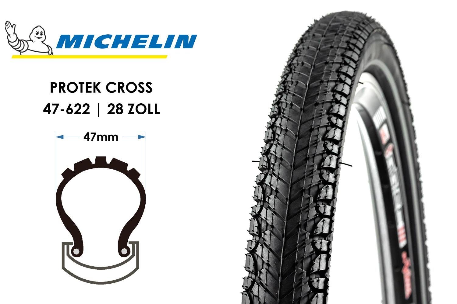 Fahrrad 47-622 MICHELIN 28x1.75 28 Michelin Protek Zoll Pannenschu Reifen Cross Fahrradreifen