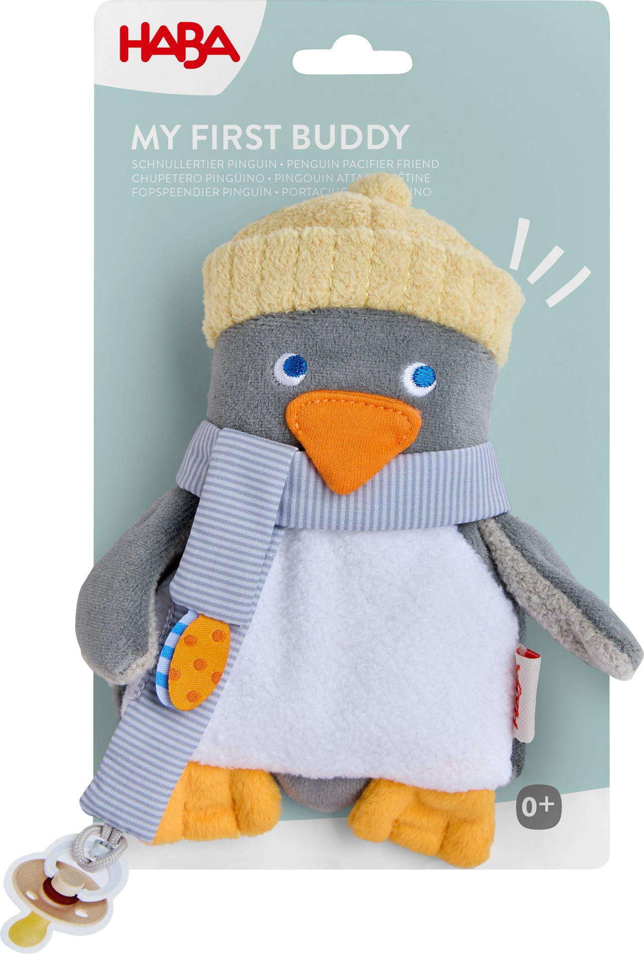 Haba Rassel Babywelt Schnullerkette Schnullertier Pinguin 2013404001