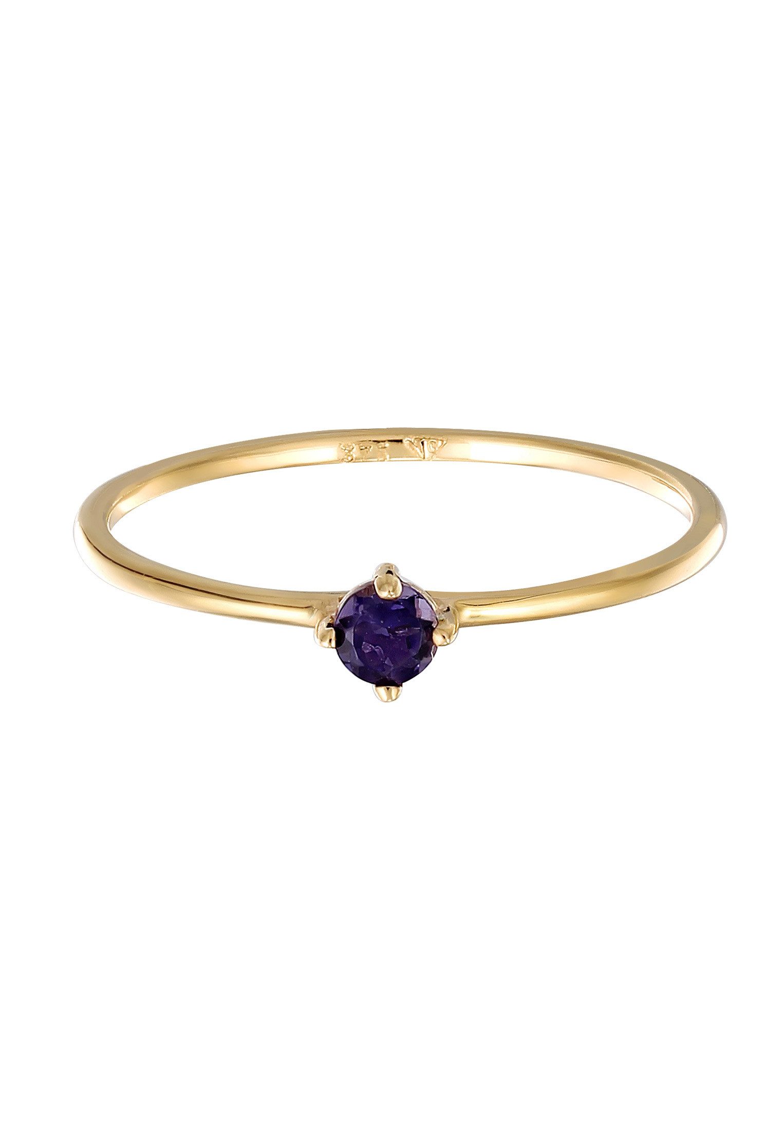 Elli Premium Fingerring Solitär mit Lolite Edelstein Lila 375 Gelbgold günstig online kaufen