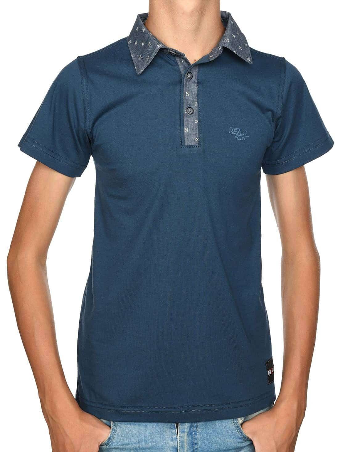 Dunkelblau Casual Kontrastfarben BEZLIT mit (1-tlg) Kurzarmshirt Shirt Jungen Polo