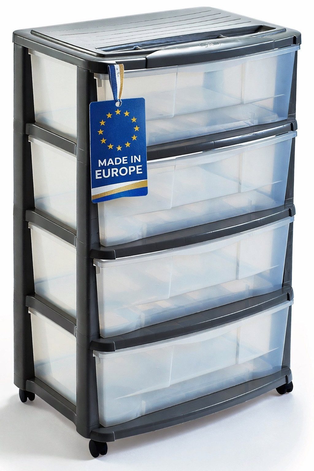 M home Rollcontainer Schubladenrollwagen PLS6221 Rollcontainer Schubladenschrank Kunststoff, (Rollwagen mit 4 Schubladen und 4 Lenkrollen), mit 4 Schubkästen