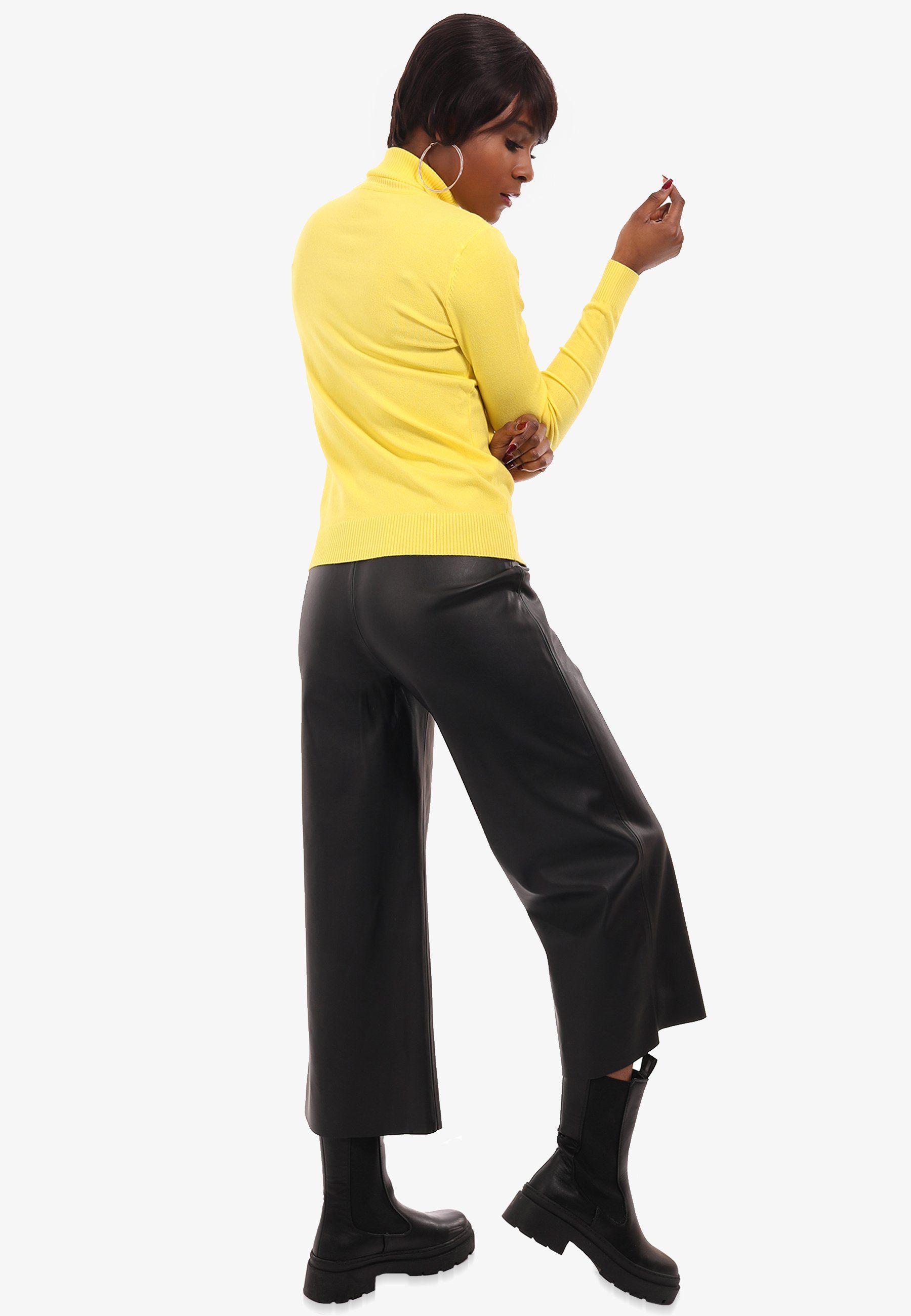 YC Fashion & Style Rolli Casual Basic Elegant Rollkragen Rollkragenpullover gelb casual Pullover (1-tlg) Freizeit