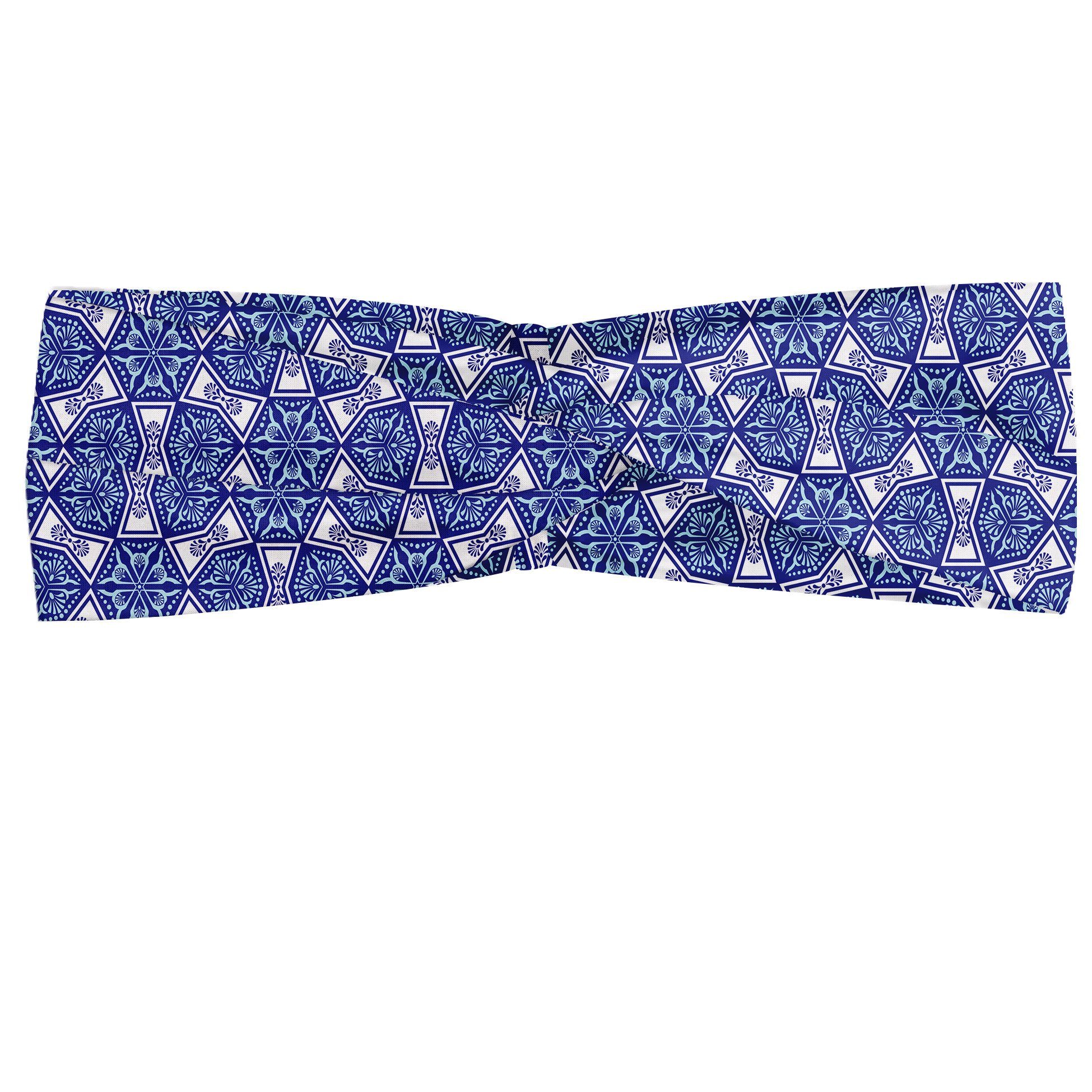 Abakuhaus Stirnband Elastisch und Angenehme alltags accessories Blau Indigo Floral Geometrisch