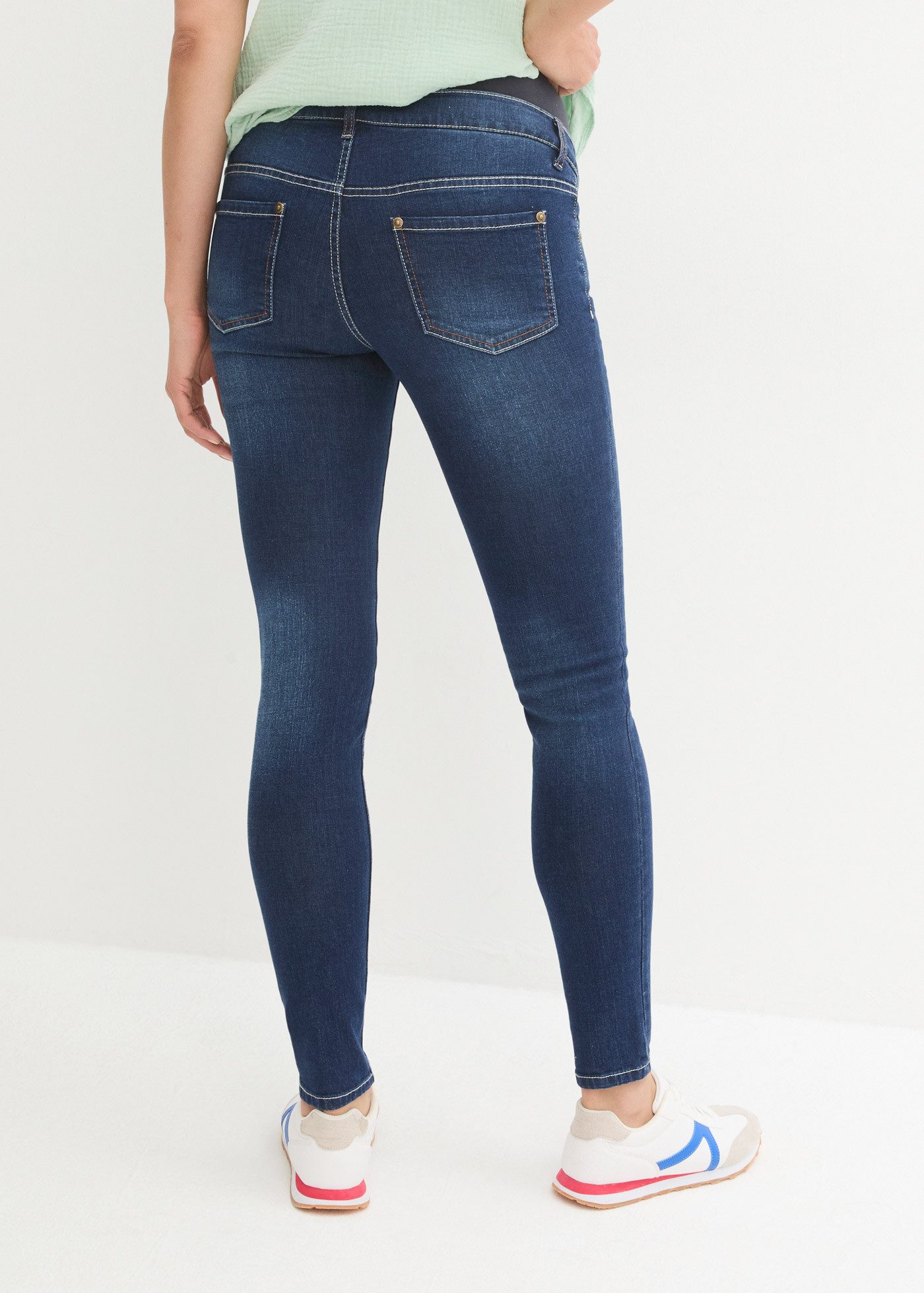 bonprix Umstandsjeans Skinny Fit, breiter Jerseybund, verstellbarer Gummizug im Bund
