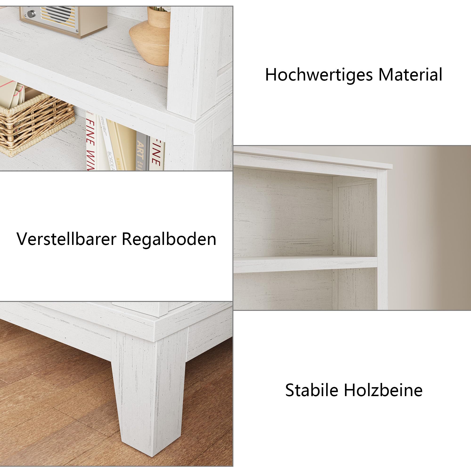 GarveeMore Bücherregal Modernes 5-stufiges Standregal, Mehrzweckregal, Stauraumregal, Regal, 1-tlg., 180 cm hoch Bibliothek mit verstellbaren Einlegeböden, große Ablage