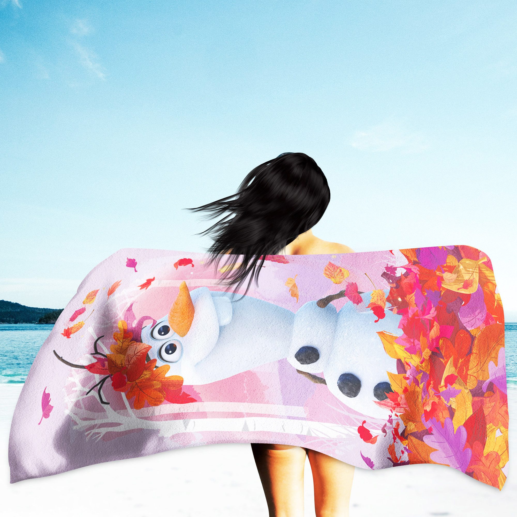 BERONAGE Strandtücher Frozen die Eiskönigin Badetuch Olaf Summer 75x150 cm, 100% Baumwolle (1-St), Frottee in Velours-Qualität