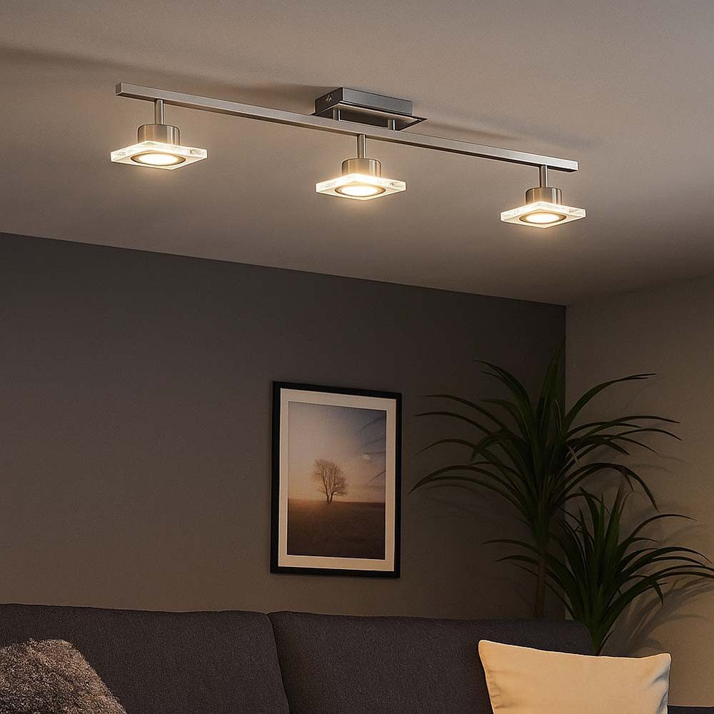 LeuchtenDirekt LED Deckenleuchte, LED-Leuchtmittel fest verbaut, Warmweiß, Deckenlampe Spotleiste Deckenleuchte schwenkbar LED Wohnzimmerlampe