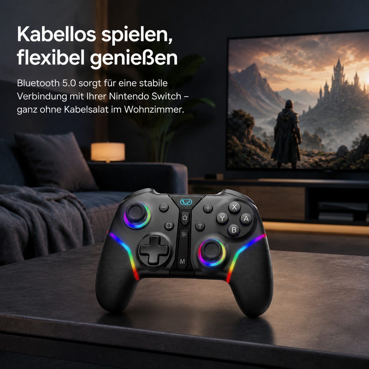 Tekoo Gaming Controller Wireless für Nintendo Switch & PC mit Hall-Effekt Controller (Packung, Anti-Drift-Technologie, RGB-Beleuchtung, Turbo-Funktion)