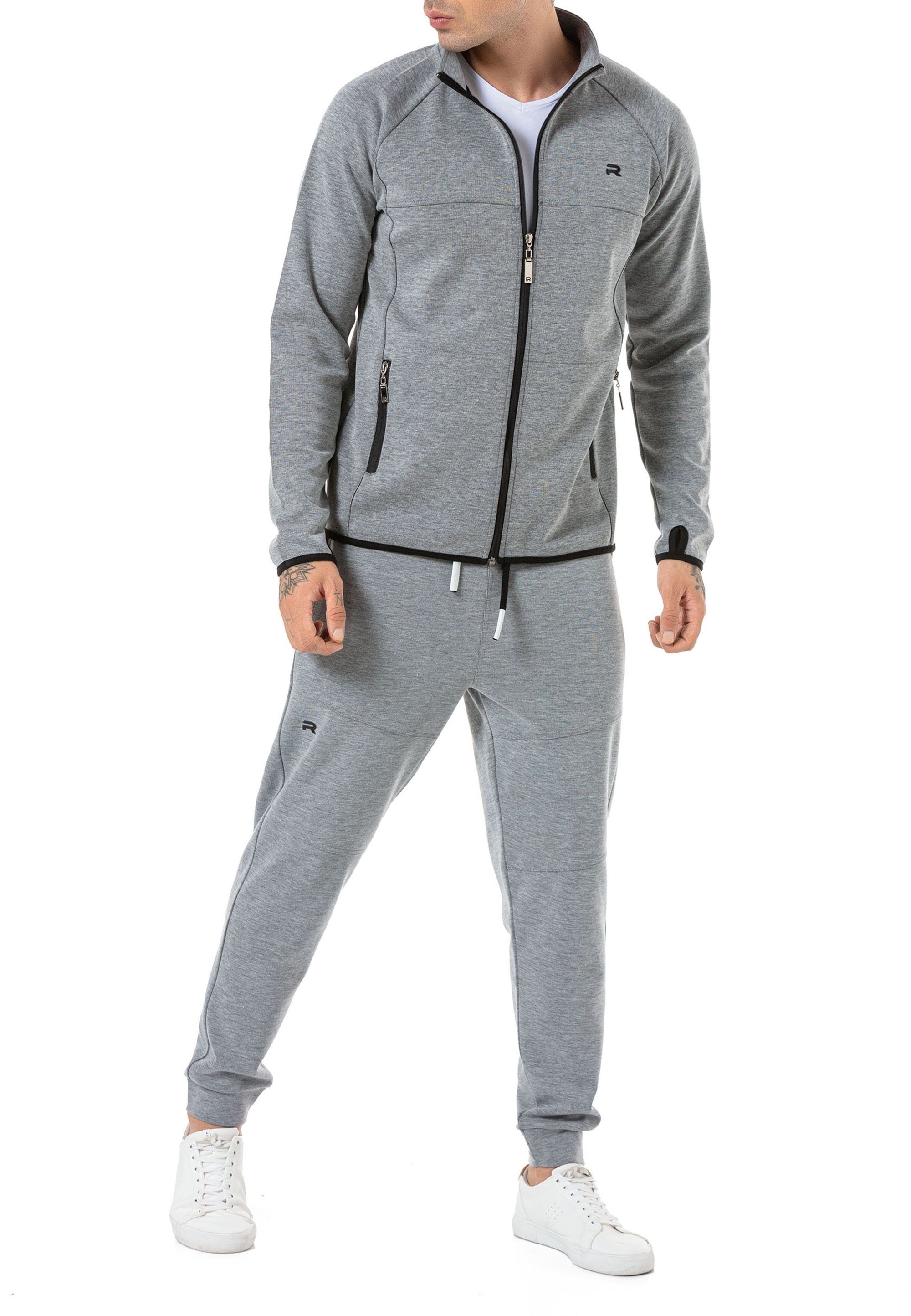 RedBridge Jogginganzug Red Bridge Herren Jogginganzug Pullover und Hose Set Grau XL (Spar-Set, 2-tlg), Zipper Jacke, gesticktes Brandlogo