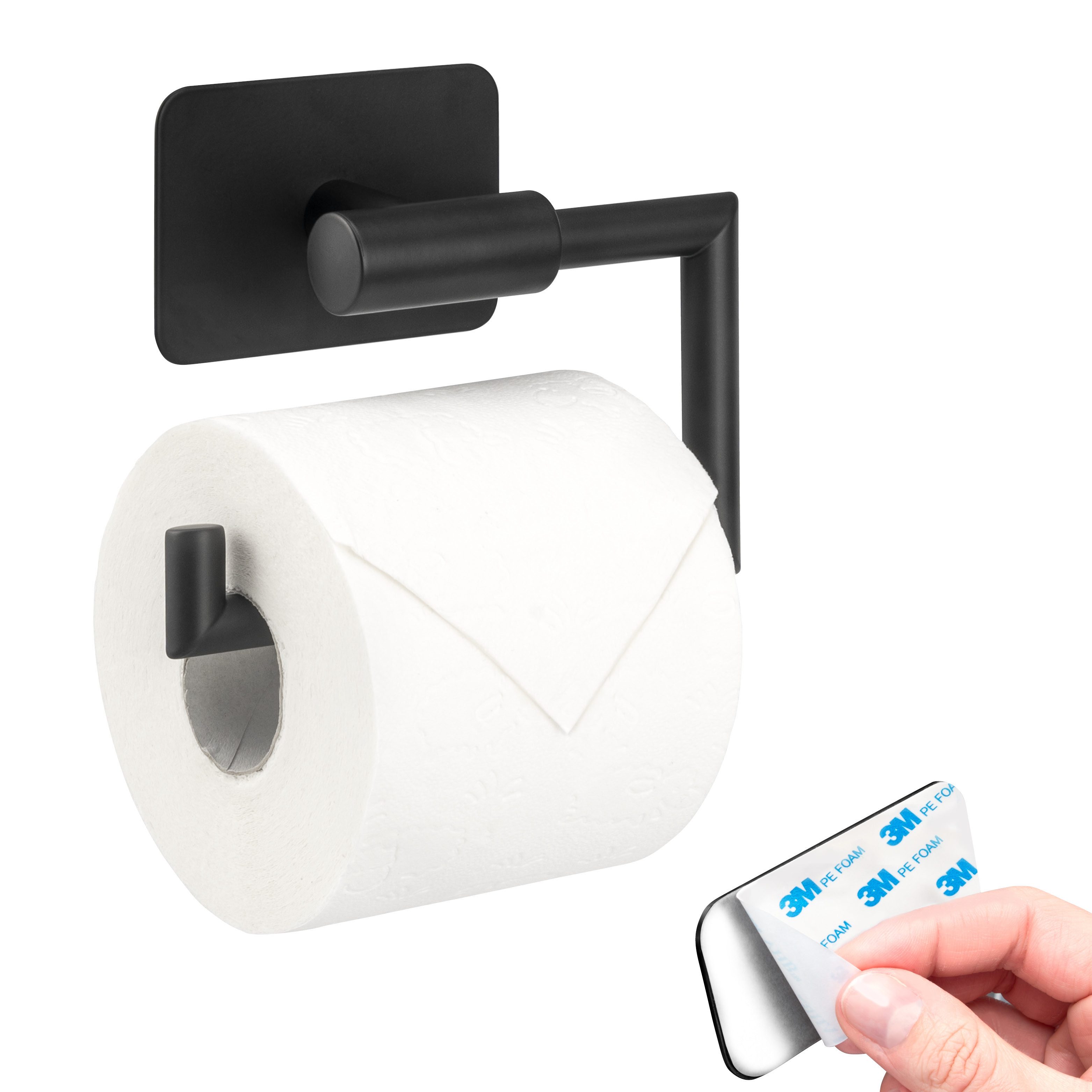 bremermann Toilettenpapierhalter Bad-Serie PIAZZA BLACK TAPE - mit Klebepad günstig online kaufen