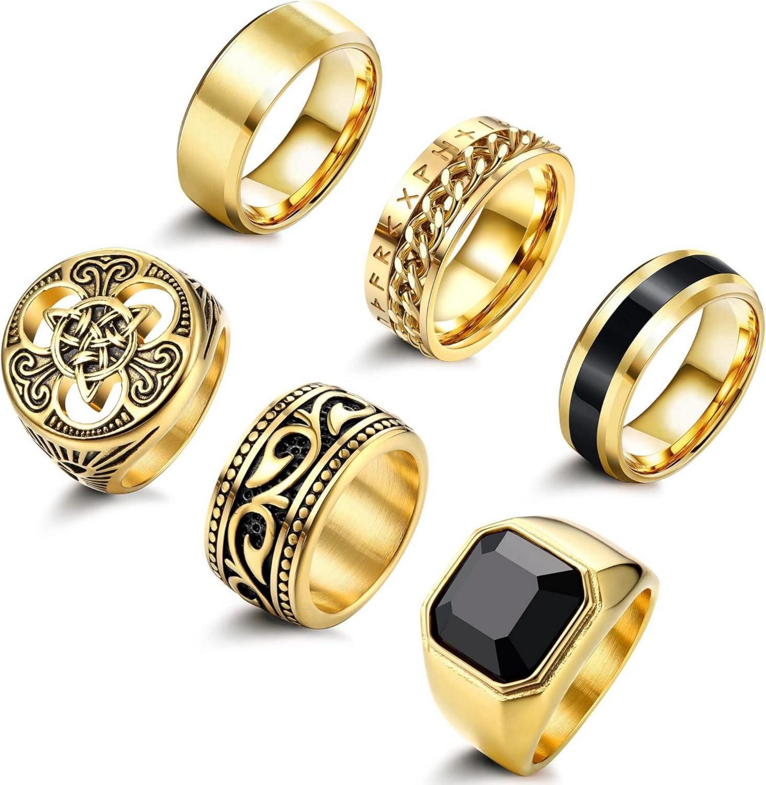 Adramata Siegelring 6 Stück Herrenringe Edelstahl Keltische Knoten Biker Gothic Vintage
