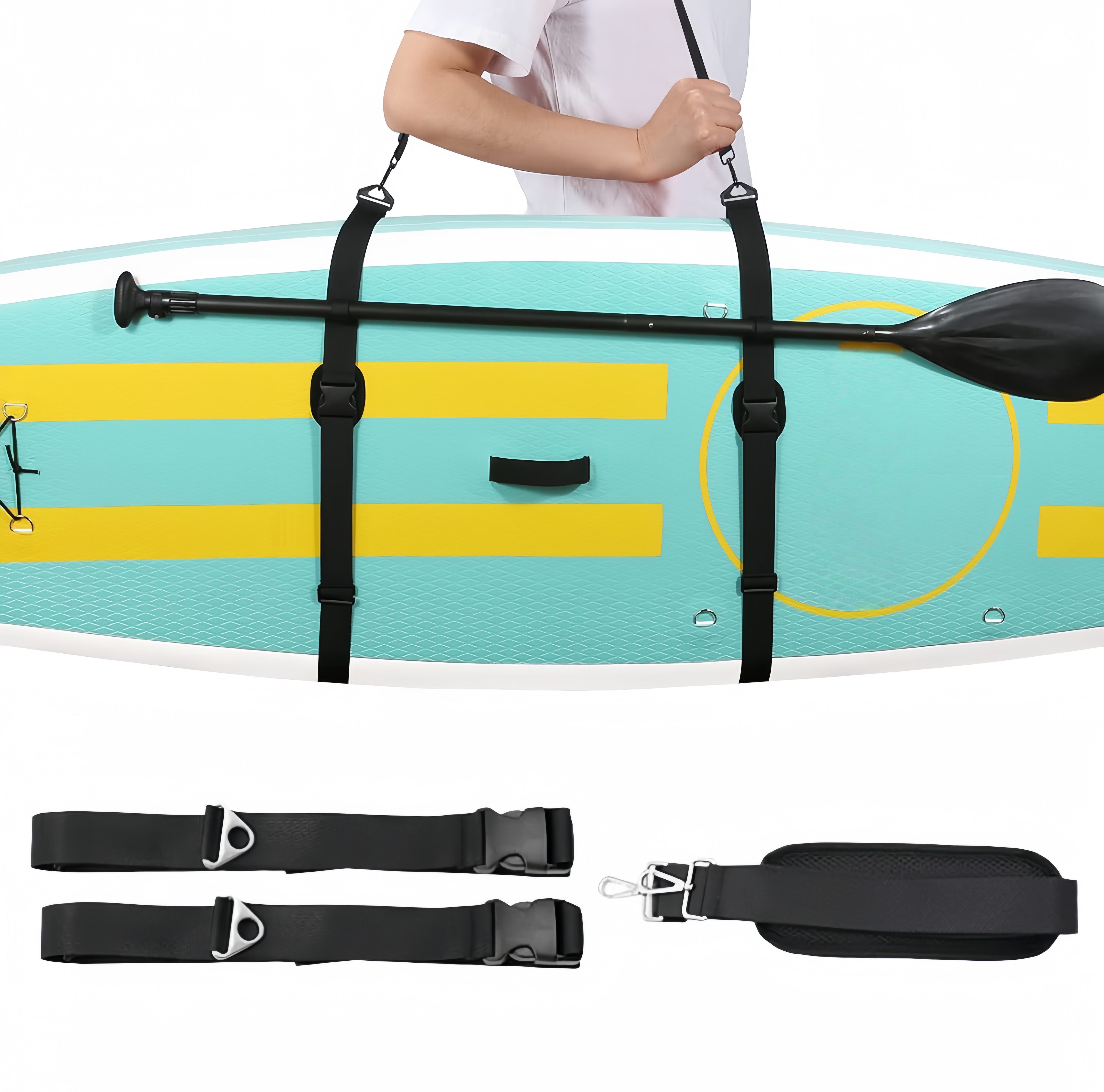 FOUORTUNATE-BEE Schulterriemen Verstellbarer Tragegurt für SUP- und Surfboards (3-St) Praktisches Tragesystem für Stand-Up-Paddle-Boards