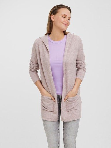 Vero Moda Strickjacke GA VMDOFFY HOOD LS OPEN melange NOOS woodrose CARDIGAN