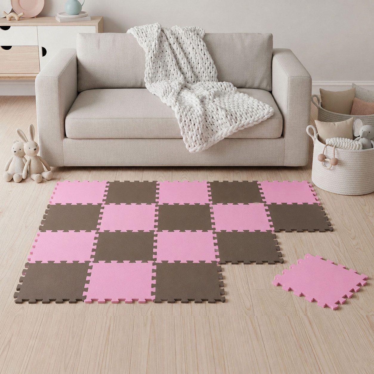 LittleTom Puzzlematte ab dem 1. Tag - 18 Teile Baby Spielmatte - 30 x 30 Kinder Krabbelmatte, (18-tlg), Spielunterlage für Babys und Kleinkinder - Kinderzimmer Puzzleteppich