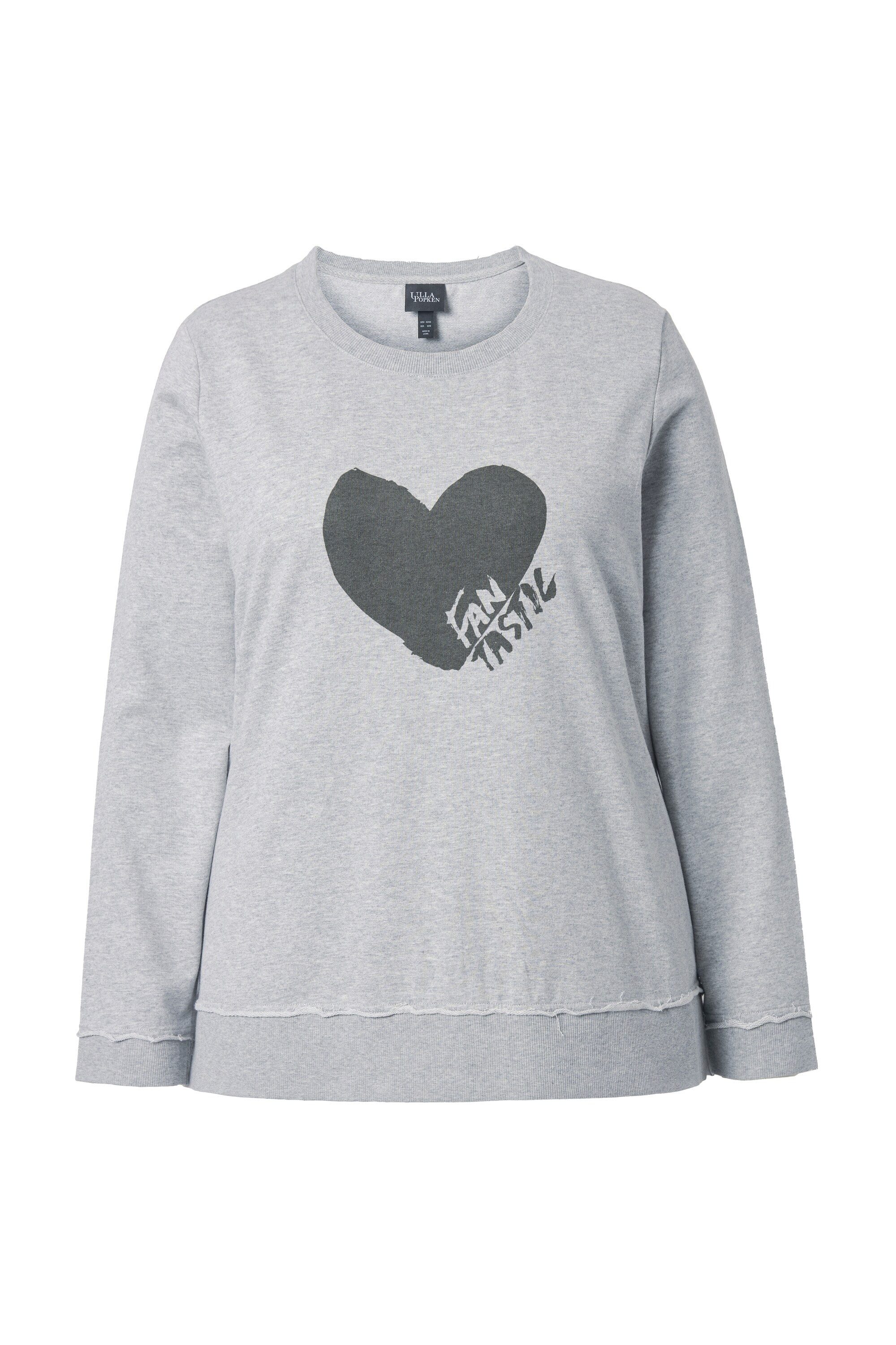 Sweatshirt Sweatshirt Herz Rundhals Langarm offenkantig