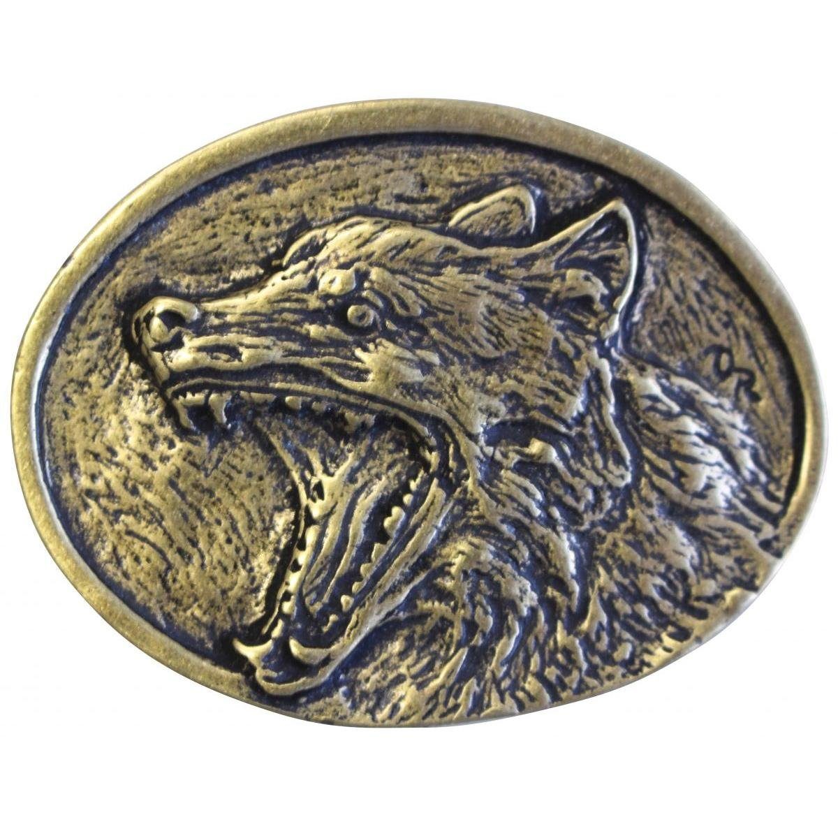 BELTINGER Gürtelschnalle Wolf 4,0 cm - Buckle Wechselschließe Gürtelschließe 40mm - für Jagd-Ou (1-St)