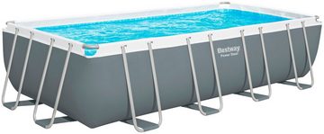 Bestway Framepool Power Steel™ (Komplett-Set), 6-tlg. Frame Pool mit Filterpumpe 549x274x122 cm, grau